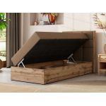 Łóżko kontynentalne - ALBERO 1 90x200 - H3 - brązowy, ekoskóra - strona prawa - topper Visco