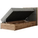 Łóżko kontynentalne - ALBERO 1 90x200 - H4 - jasnoszary, struktura - strona prawa - topper Visco