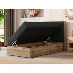 Łóżko kontynentalne - ALBERO 1 90x200 - H4 - ciemnoszary, struktura - strona prawa - topper Visco