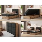 Łóżko kontynentalne - ALBERO 1 90x200 - H4 - ciemnoszary, struktura - strona prawa - topper Visco