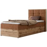 Łóżko kontynentalne - ALBERO 1 90x200 - H4 - pomarańczowy, struktura - strona prawa - topper Visco