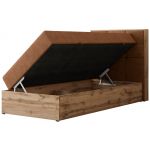 Łóżko kontynentalne - ALBERO 1 90x200 - H4 - pomarańczowy, struktura - strona prawa - topper Visco