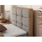 Łóżko kontynentalne - ALBERO 1 90x200 - H4 - beżowy, struktura - strona prawa - topper Visco