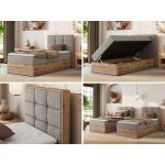 Łóżko kontynentalne - ALBERO 1 90x200 - H4 - beżowy, struktura - strona prawa - topper Visco