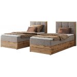 Łóżko kontynentalne - ALBERO 1 90x200 - H4 - beżowy, struktura - strona prawa - topper Visco