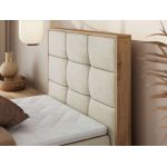 Łóżko kontynentalne - ALBERO 1 90x200 - H4 - beżowy, welwet - strona prawa - topper Visco