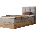 Łóżko kontynentalne - ALBERO 1 90x200 - H4 - jasnoszary, welwet - strona prawa - topper Visco