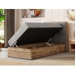 Łóżko kontynentalne - ALBERO 1 90x200 - H4 - jasnoszary, welwet - strona prawa - topper Visco