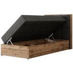 Łóżko kontynentalne - ALBERO 1 90x200 - H4 - ciemnoszary, welwet - strona prawa - topper Visco