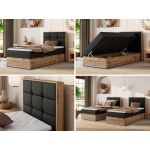 Łóżko kontynentalne - ALBERO 1 90x200 - H4 - czarny, ekoskóra - strona prawa - topper Visco