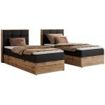 Łóżko kontynentalne - ALBERO 1 90x200 - H4 - czarny, ekoskóra - strona prawa - topper Visco