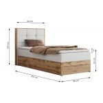 Łóżko kontynentalne - ALBERO 1 90x200 - H4 - biały, ekoskóra - strona prawa - topper Visco