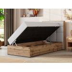 Łóżko kontynentalne - ALBERO 1 90x200 - H4 - biały, ekoskóra - strona prawa - topper Visco