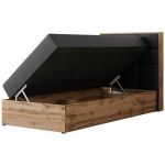 Łóżko kontynentalne - ALBERO 1 90x200 - H4 - ciemnoszary, ekoskóra - strona prawa - topper Visco