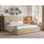 Łóżko tapicerowane CALERIO CLASSIC 160x200 - beżowy, welwet