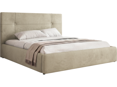 Łóżko tapicerowane CALERIO CLASSIC 200x200 - beżowy, welwet