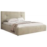 Łóżko tapicerowane CALERIO CLASSIC 200x200 - beżowy, welwet