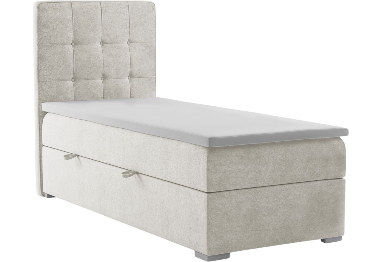 Łóżko kontynentalne z opcją pojemnika na pościel - VESNA 90x200 kremowe