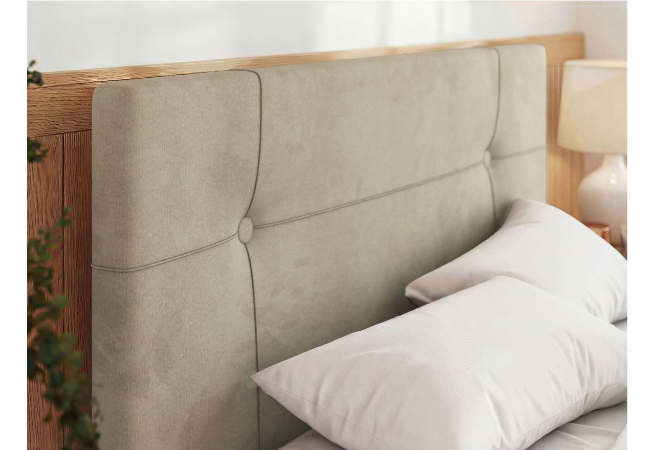 Łóżko tapicerowane CALERIO CLASSIC 160x200 - materac pocket - beżowy, welwet