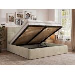 Łóżko tapicerowane CALERIO CLASSIC 160x200 - materac multipocket - beżowy, welwet