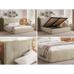 Łóżko tapicerowane CALERIO CLASSIC 160x200 - materac multipocket - beżowy, welwet