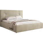 Łóżko tapicerowane CALERIO CLASSIC 180x200 - materac multipocket - beżowy, welwet