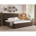 Łóżko tapicerowane CALERIO CLASSIC 200x200 - materac pocket - brązowy, welwet