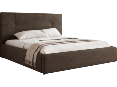 Łóżko tapicerowane CALERIO CLASSIC 200x200 - materac pocket - brązowy, welwet