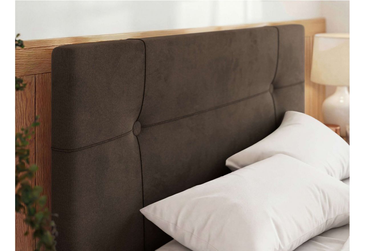 Łóżko tapicerowane CALERIO CLASSIC 160x200 - materac multipocket - brązowy, welwet