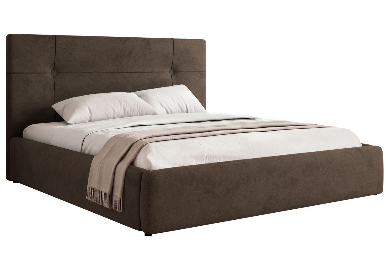 Łóżko tapicerowane CALERIO CLASSIC 180x200 - materac multipocket - brązowy, welwet