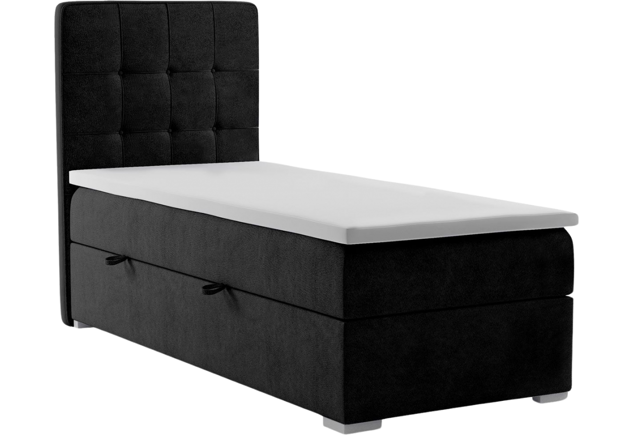 Łóżko kontynentalne z opcją pojemnika na pościel - VESNA 90x200 czarny