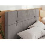 Łóżko tapicerowane CALERIO CLASSIC 200x200 - materac piankowy - jasnoszary, welwet