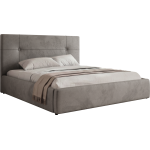 Łóżko tapicerowane CALERIO CLASSIC 140x200 - materac multipocket - jasnoszary, welwet