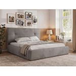 Łóżko tapicerowane CALERIO CLASSIC 180x200 - materac multipocket - jasnoszary, welwet