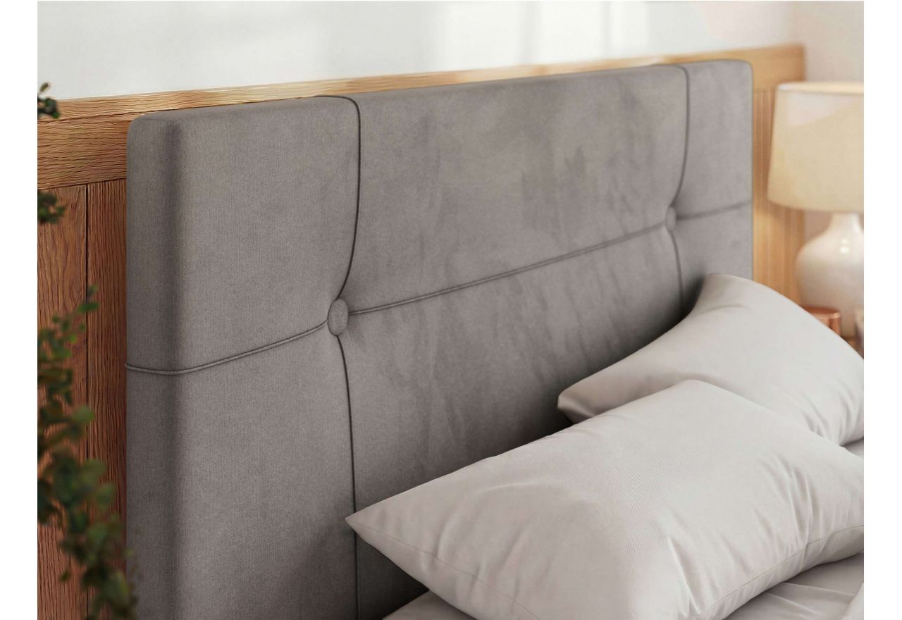 Łóżko tapicerowane CALERIO CLASSIC 180x200 - materac multipocket - jasnoszary, welwet