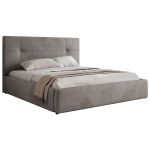 Łóżko tapicerowane CALERIO CLASSIC 200x200 - materac multipocket - jasnoszary, welwet