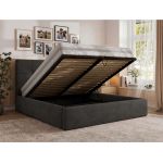 Łóżko tapicerowane CALERIO CLASSIC 200x200 - materac piankowy - ciemnoszary, welwet