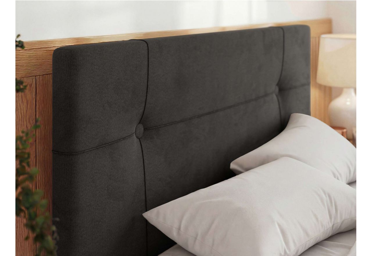 Łóżko tapicerowane CALERIO CLASSIC 180x200 - materac pocket - ciemnoszary, welwet