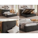 Łóżko tapicerowane CALERIO CLASSIC 180x200 - materac pocket - ciemnoszary, welwet