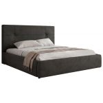 Łóżko tapicerowane CALERIO CLASSIC 160x200 - materac multipocket - ciemnoszary, welwet