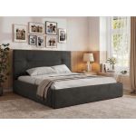 Łóżko tapicerowane CALERIO CLASSIC 180x200 - materac multipocket - ciemnoszary, welwet