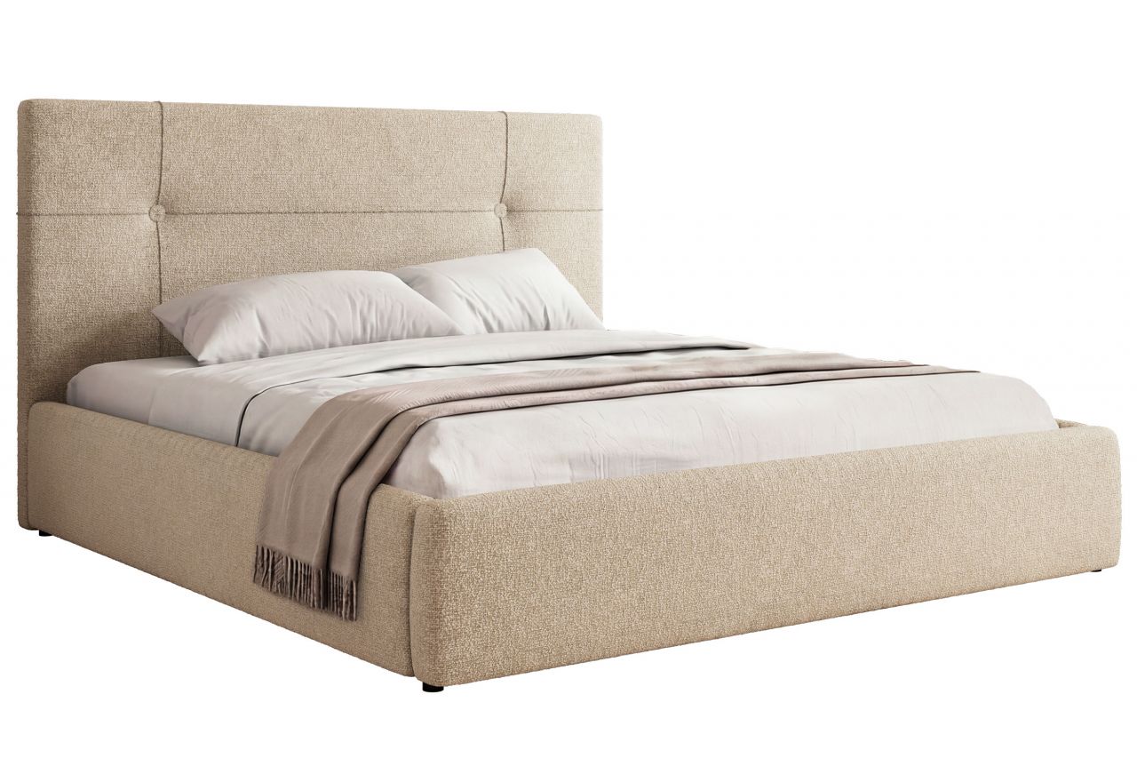 Łóżko tapicerowane CALERIO CLASSIC 200x200 - kremowy, struktura