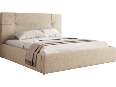 Łóżko tapicerowane CALERIO CLASSIC 160x200 - materac pocket - kremowy, struktura