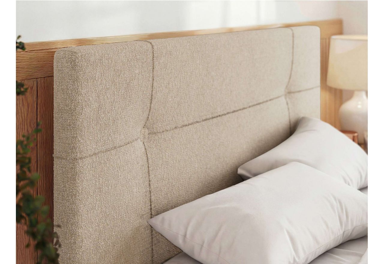 Łóżko tapicerowane CALERIO CLASSIC 200x200 - materac multipocket - kremowy, struktura