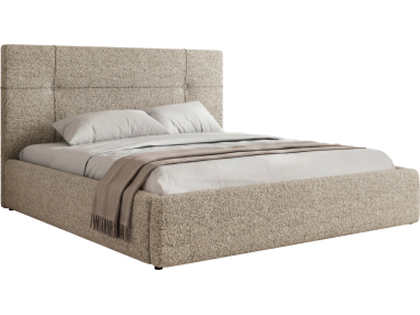 Łóżko tapicerowane CALERIO CLASSIC 160x200 - materac piankowy - beżowy, struktura
