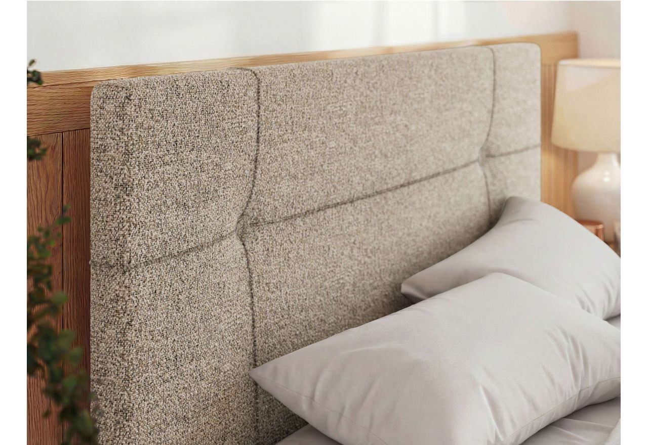 Łóżko tapicerowane CALERIO CLASSIC 200x200 - materac piankowy - beżowy, struktura