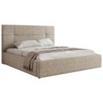 Łóżko tapicerowane CALERIO CLASSIC 160x200 - materac pocket - beżowy, struktura