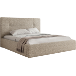 Łóżko tapicerowane CALERIO CLASSIC 200x200 - materac pocket - beżowy, struktura