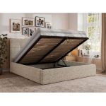 Łóżko tapicerowane CALERIO CLASSIC 140x200 - materac multipocket - beżowy, struktura