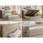 Łóżko tapicerowane CALERIO CLASSIC 180x200 - materac multipocket - beżowy, struktura